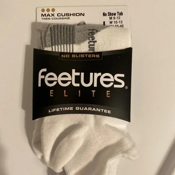 2-Pack Feetures Elite Golf Max Cushion No Show Socks - White - Picture 1 of 3
